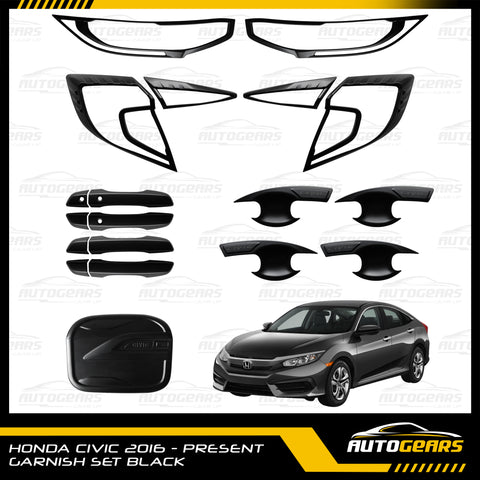 Honda Civic (2016 - 2021) Matte Black Garnish Set